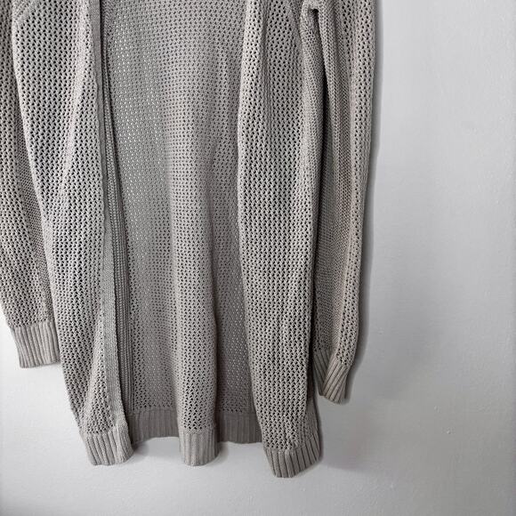 Athleta Open Knit Cardigan Light Grey Size XS Athleisure Women's Cotton Nylon - Picture 13 of 14